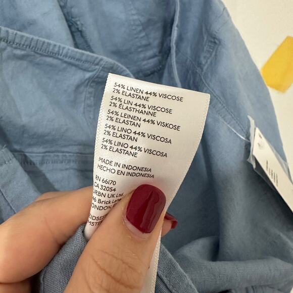 S Urban Outfitters Chambry Blue Corset Halter Top NWT Linen Blend - Picture 7 of 8